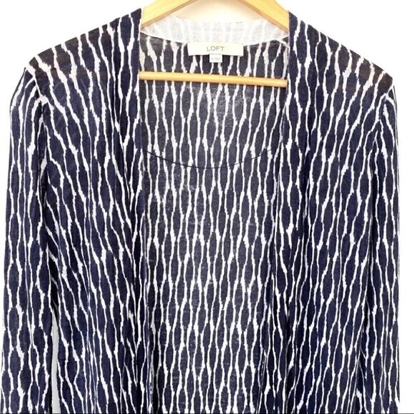 LOFT open  cardigan, ramie/viscose blend knit - Picture 3 of 7